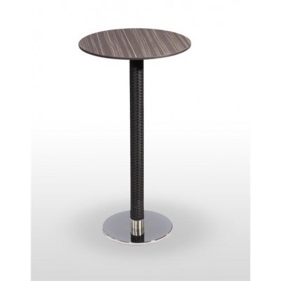 Mesa alta pie acero cromado columna rattan PICASSO-H-CR 40Ø R